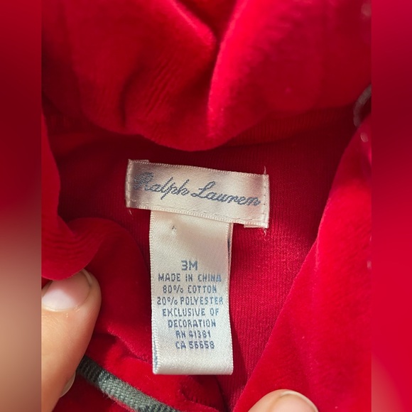 NWOT Vintage Ralph Lauren Red Velvet Footed Outfit - Picture 4 of 4